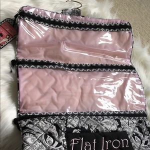 Flat iron travel case accessory organizer